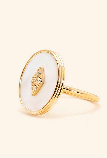 Charger l'image dans la galerie, 18K YELLOW GOLD, WHITE MOTHER-OF-PEARL