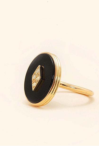 Charger l'image dans la galerie, 18K YELLOW GOLD, ONYX