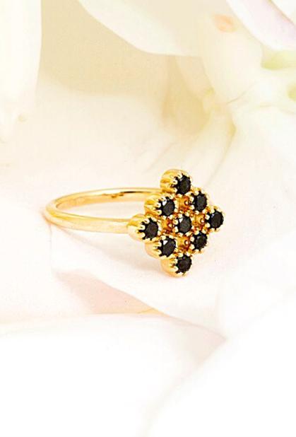 Charger l'image dans la galerie, 18K YELLOW GOLD, BLACK DIAMOND