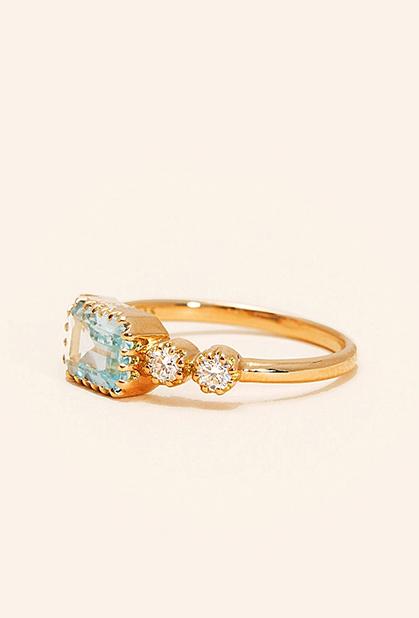 18K YELLOW GOLD, AQUAMARINE