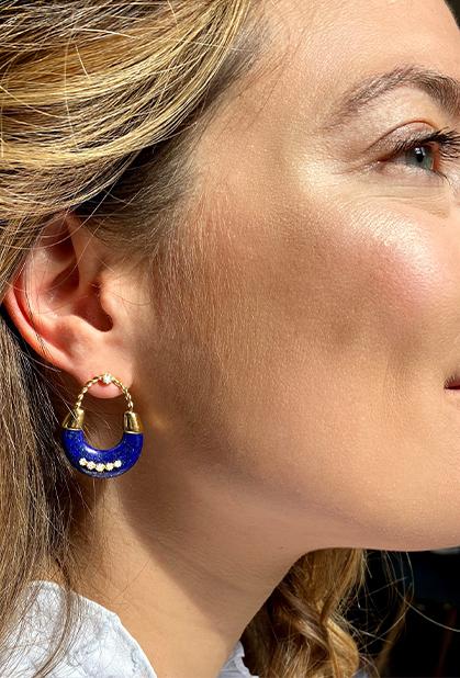 Charger l'image dans la galerie, 18K YELLOW GOLD LAPIS LAZULI