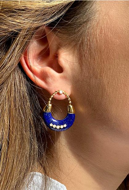 Charger l'image dans la galerie, 18K YELLOW GOLD LAPIS LAZULI