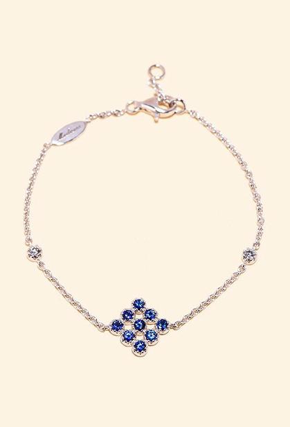18K WHITE GOLD, DIAMOND & SAPPHIRE
