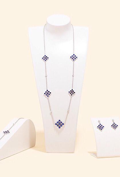 18K WHITE GOLD, PALLADIA & SAPPHIRES