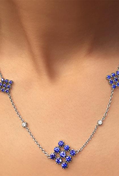 Charger l'image dans la galerie, 18K WHITE GOLD, PALLADIA & SAPPHIRES