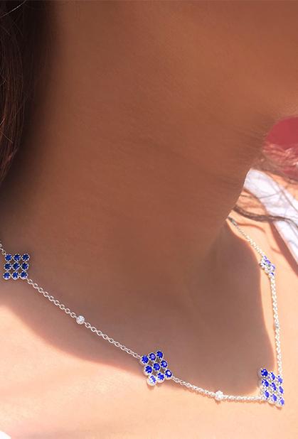 Charger l'image dans la galerie, 18K WHITE GOLD, PALLADIA & SAPPHIRES