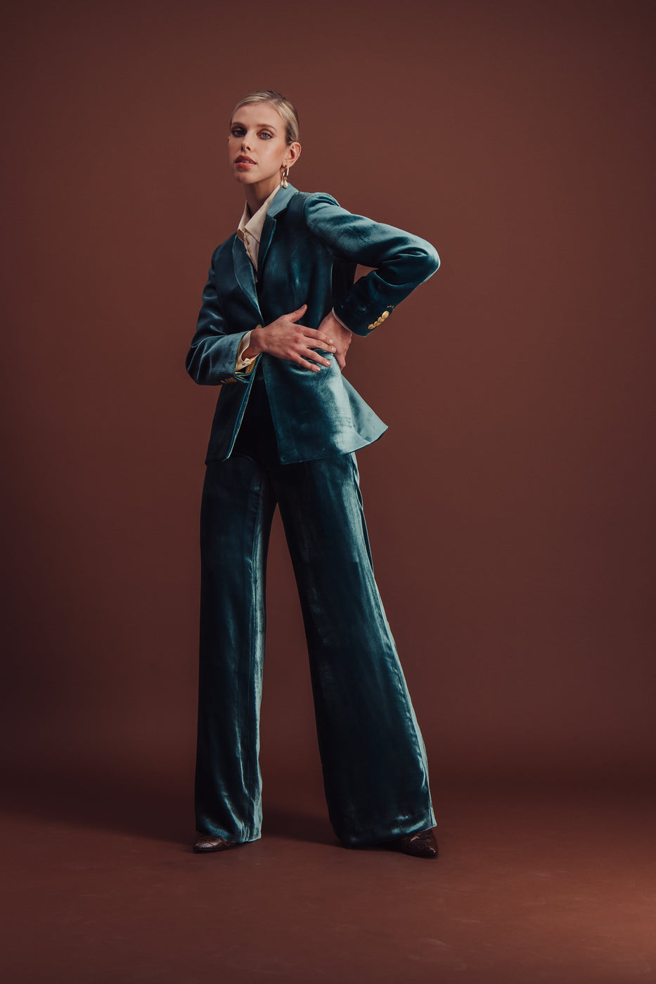 Charger l'image dans la galerie, IRIS VELVET PANT GREEN