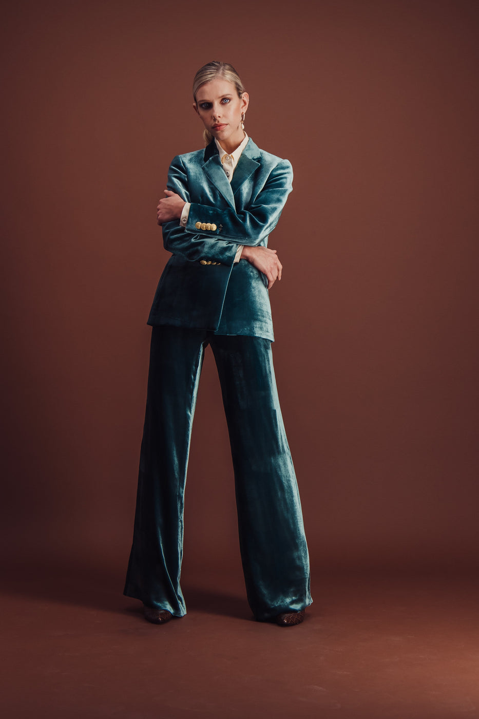 Charger l'image dans la galerie, IRIS VELVET PANT GREEN