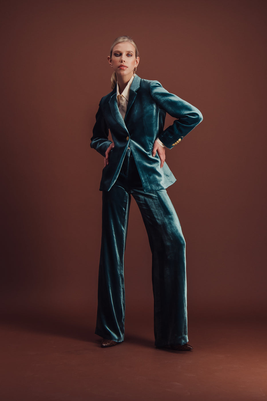 Charger l'image dans la galerie, IRIS VELVET PANT GREEN