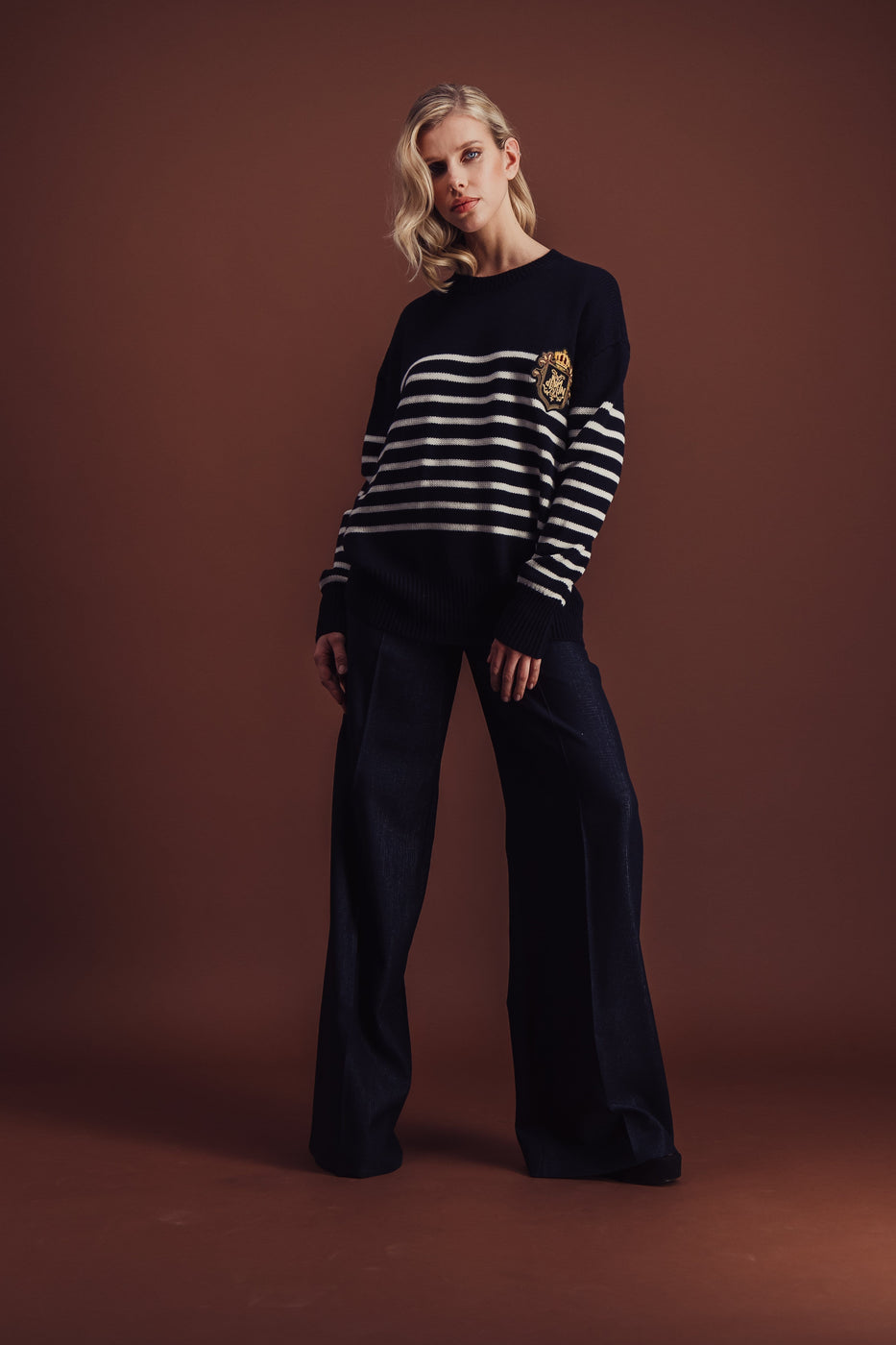 Charger l'image dans la galerie, SOLAL NAVY ECRU SWEATER