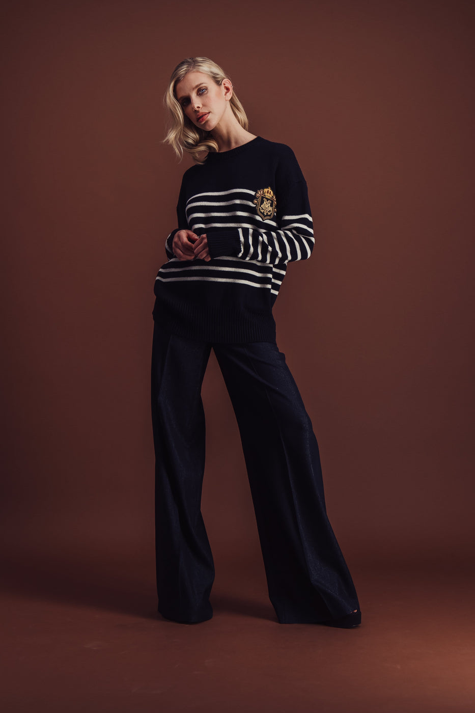 Charger l'image dans la galerie, SOLAL NAVY ECRU SWEATER