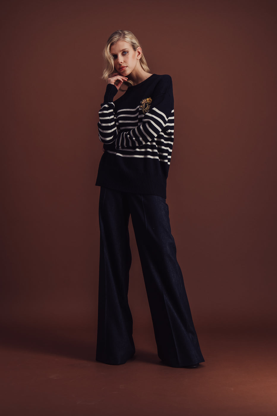 Charger l'image dans la galerie, SOLAL NAVY ECRU SWEATER