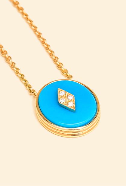 18K YELLOW GOLD, TURQUOISE