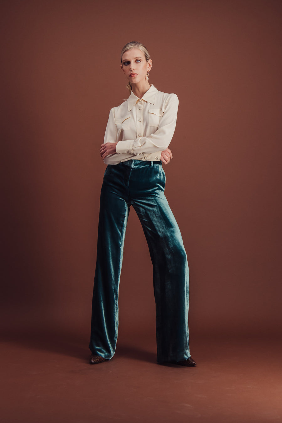 IRIS VELVET PANT GREEN